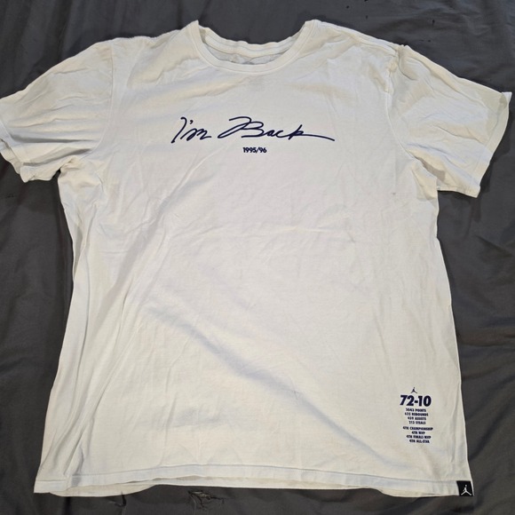 Jordan Other - Nike Air Jordan Im Back 72-10 Regular Season Stats Graphic T-Shirt White XL